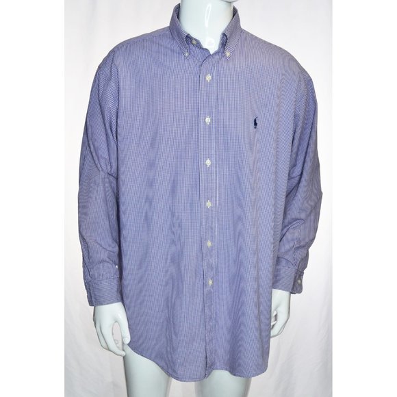 Ralph Lauren Yarmouth Plaid Button Down Shirt Purple/White 16 1/2 32-33 - Picture 1 of 5